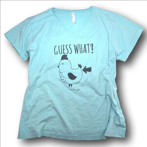 Women's L.A.T Apparel Light Blue "Guess What?" Chicken Tee 2X